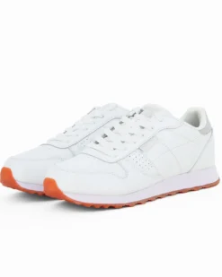 SKECHERS OLD SCHOOL COOL - Sneakers da donna bianca con dettagli argento glitter e soletta in memory foam traspirante