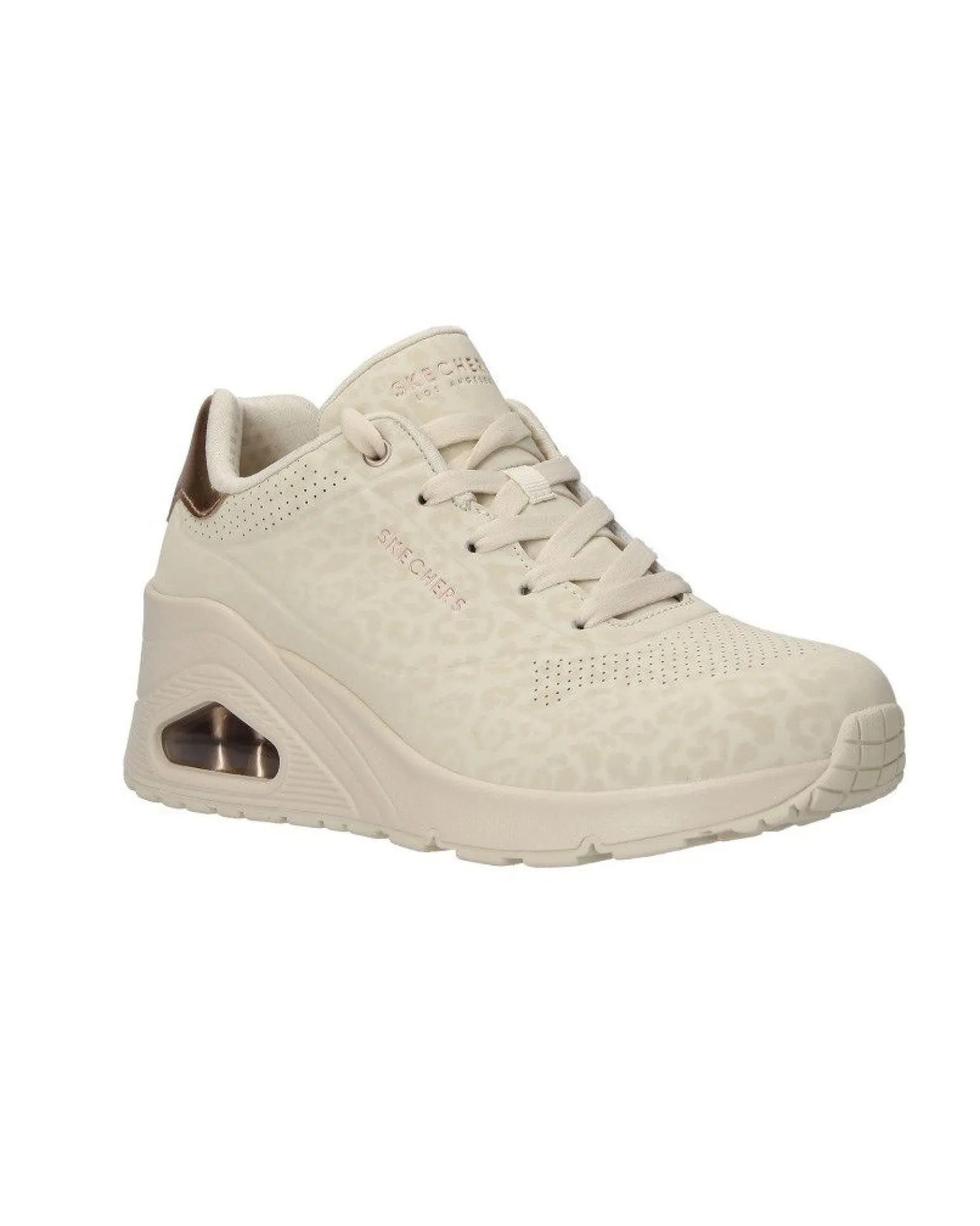 SKECHERS - SNEAKERS WEDGE SAFARI DAZE BEIGE CON DETTAGLI MACULATI DA DONNA, 177521