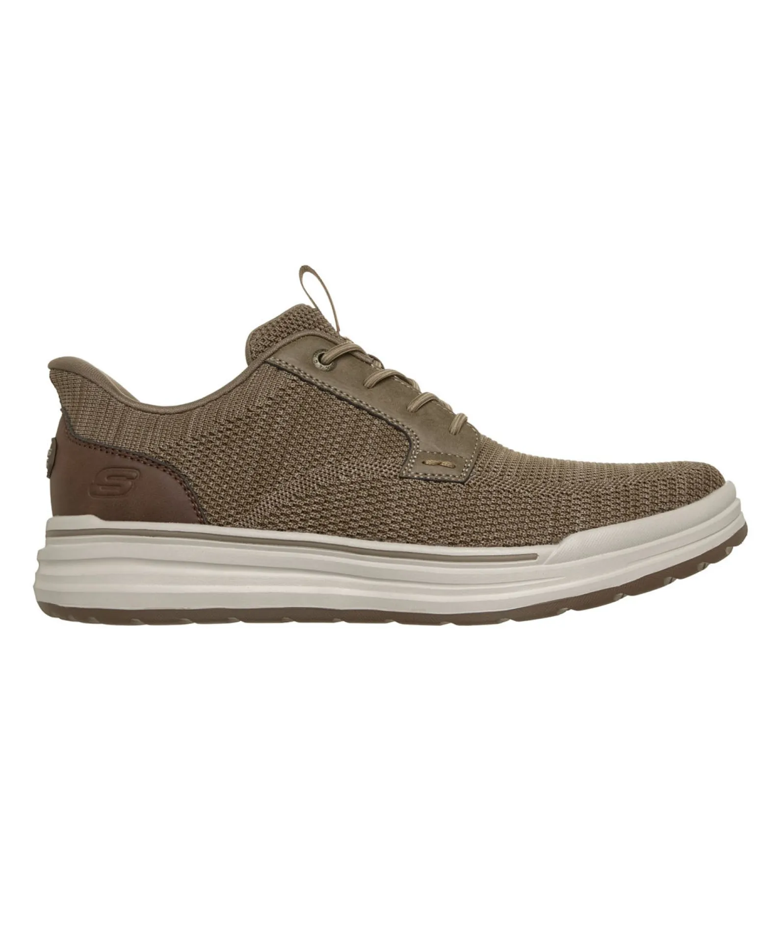 SKECHERS - STERLING - RAMONE - Sneakers taupe con tomaia in knit mesh e lacci elasticizzati