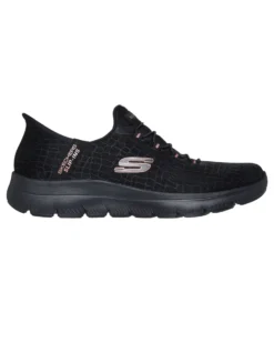 SKECHERS - SUMMITS - CLASSY NIGHT - Sneakers nera con tamaia in mesh effetto serpente