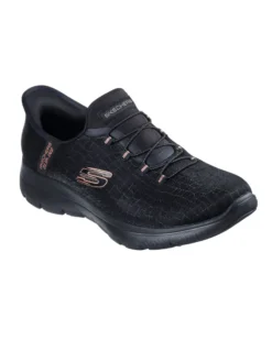 SKECHERS - SUMMITS - CLASSY NIGHT - Sneakers nera con tamaia in mesh effetto serpente