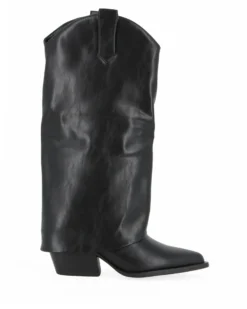 SOLEIL - Stivale nero con risvolto e zip laterale, tacco 6,5CM