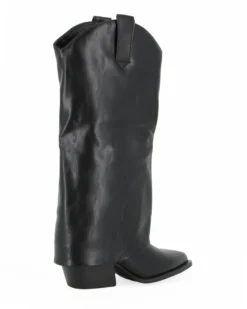 SOLEIL - Stivale nero con risvolto e zip laterale, tacco 6,5CM