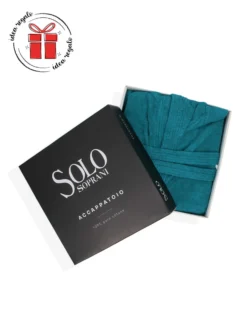 SOLO SOPRANI - Accappatoio unisex con cappuccio ottanio
