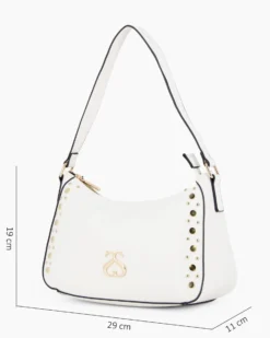 SOLO SOPRANI - Borsa a spalla bianca con borchie