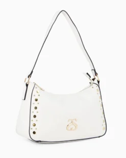 SOLO SOPRANI - Borsa a spalla bianca con borchie