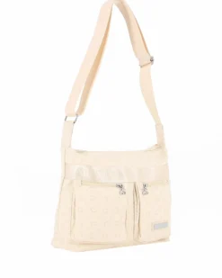 SOLO SOPRANI - Borsa beige con due tasche frontali e tracolla regolabile