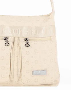 SOLO SOPRANI - Borsa beige con due tasche frontali e tracolla regolabile
