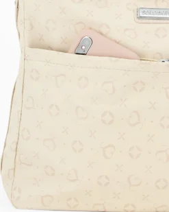 SOLO SOPRANI - Borsa beige con tracolla regolabile e zip frontale orizzontale