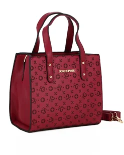SOLO SOPRANI - Borsa due manici bordeaux con parte frontale loggata, tracolla removibile