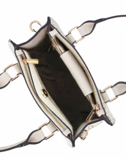 SOLO SOPRANI - Borsa due manici beige loggata con tre scomparti principali, tracolla removibile