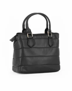SOLO SOPRANI - Borsa due manici trapuntata nera con logo frontale, tracolla removibile
