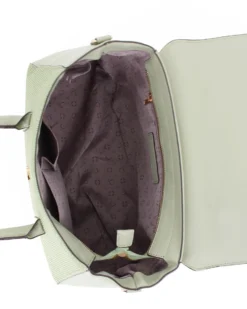 SOLO SOPRANI - Borsa due manici verde con patta, tracolla removibile