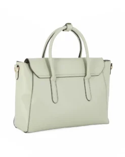 SOLO SOPRANI - Borsa due manici verde con patta, tracolla removibile