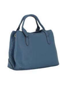 SOLO SOPRANI - Borsa due manici blu loggata con tre scomparti principali e ciondolo frontale, tracolla removibile