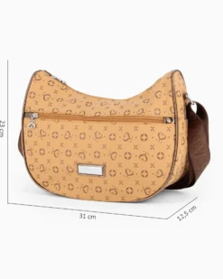 SOLO SOPRANI - Borsa mezzaluna mostarda con tasca frontale e tracolla regolabile