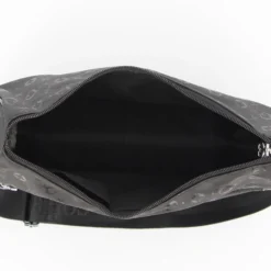 SOLO SOPRANI - Borsa mezzaluna nera con tasca frontale e tracolla regolabile
