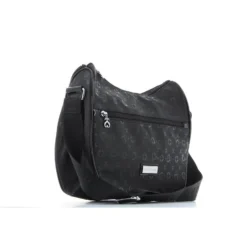 SOLO SOPRANI - Borsa mezzaluna nera con tasca frontale e tracolla regolabile