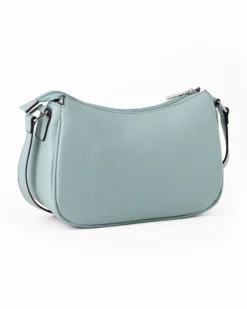 SOLO SOPRANI - Borsa mezzaluna azzurra con tasca frontale