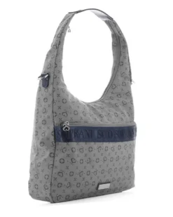 SOLO SOPRANI - Borsa sacca jeans con tasca frontale, tracolla removibile