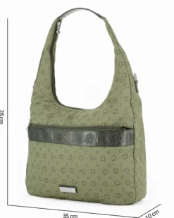 SOLO SOPRANI - Borsa sacca verde con tasca frontale, tracolla removibile