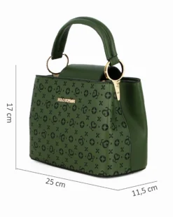 SOLO SOPRANI - Borsa un manico verde con pattina e parte frontale loggata, tracolla removibile