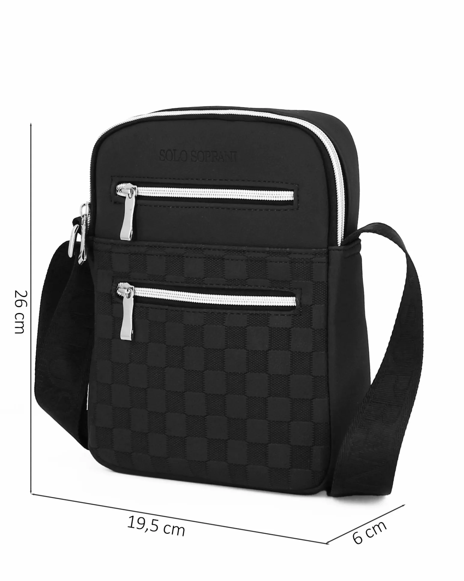 SOLO SOPRANI - Borsello nero con due tasche frontali e una tasca posteriore