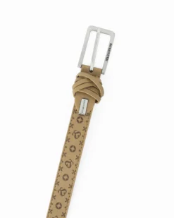 SOLO SOPRANI - Cinta beige loggata da donna con fodera in VERA PELLE