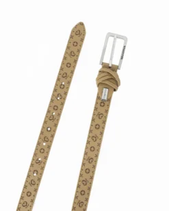 SOLO SOPRANI - Cinta beige loggata da donna con fodera in VERA PELLE