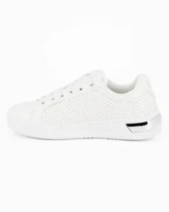 SOLO SOPRANI COUTURE - Sneakers bianca traforata con lacci e zip laterale