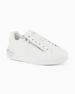 SOLO SOPRANI COUTURE - Sneakers bianca traforata con lacci e zip laterale