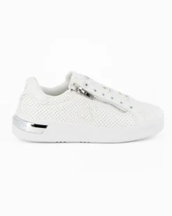 SOLO SOPRANI COUTURE - Sneakers bianca traforata con lacci e zip laterale