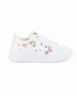 SOLO SOPRANI COUTURE - Sneakers bianca con stampe colorate e lacci