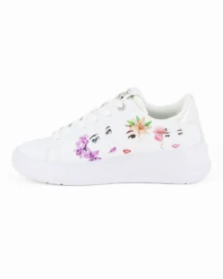 SOLO SOPRANI COUTURE - Sneakers bianca con stampe colorate e lacci