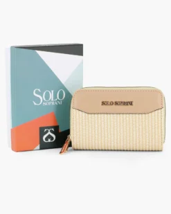 SOLO SOPRANI - Portafoglio beige plissettato con doppia cerniera