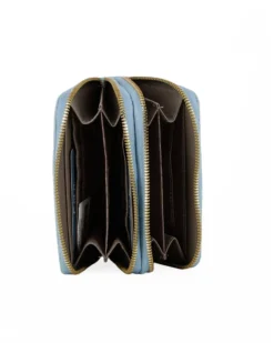 SOLO SOPRANI - Portafoglio jeans loggato con doppia cerniera