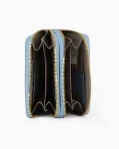 SOLO SOPRANI - Portafoglio jeans plissettato con doppia cerniera