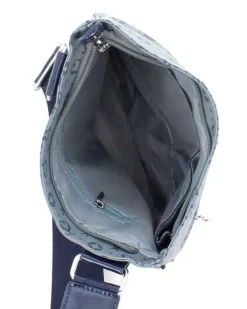 SOLO SOPRANI - Tracolla blu jeans con tasca frontale e tracolla regolabile