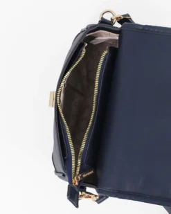 SOLO SOPRANI - Tracolla blu loggata con patta e chiusura a girello