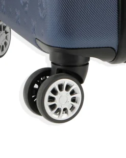 SOLO SOPRANI - TROLLEY BLU IN ABS 4 RUOTE DOPPIE CON STAMPA LOGO