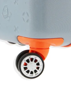 SOLO SOPRANI - TROLLEY GRIGIO CON DETTAGLI ARANCIO IN ABS 4 RUOTE DOPPIE CON STAMPA LOGO