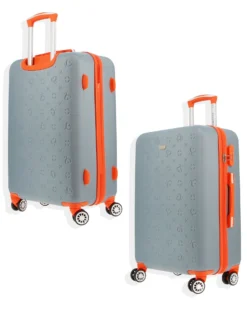 SOLO SOPRANI - TROLLEY GRIGIO CON DETTAGLI ARANCIO IN ABS 4 RUOTE DOPPIE CON STAMPA LOGO