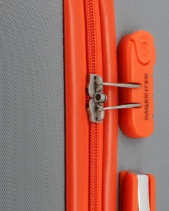 SOLO SOPRANI - TROLLEY GRIGIO CON DETTAGLI ARANCIO IN ABS 4 RUOTE DOPPIE CON STAMPA LOGO