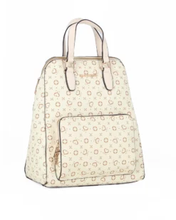 SOLO SOPRANI - Zaino beige due manici loggato con tascone frontale