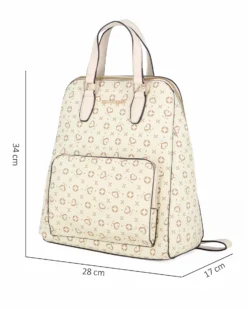SOLO SOPRANI - Zaino beige due manici loggato con tascone frontale