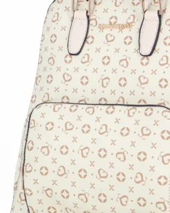 SOLO SOPRANI - Zaino beige due manici loggato con tascone frontale