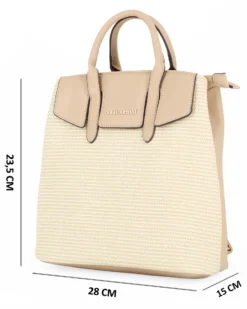 SOLO SOPRANI - Zaino due manici beige con tre scomparti principali