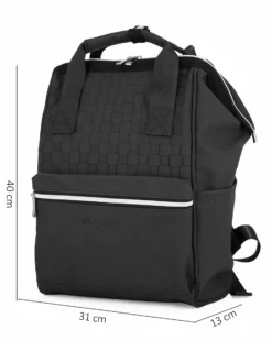 SOLO SOPRANI - Zaino nero due manici con zip frontale e due tasche laterali
