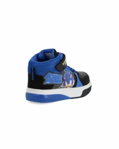 SONIC  - Sneakers alta blu e nera da bambino con luci e strappo