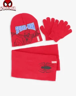 SPIDERMAN - Completo rosso da bimbo cuffia+sciarpa+guanti
